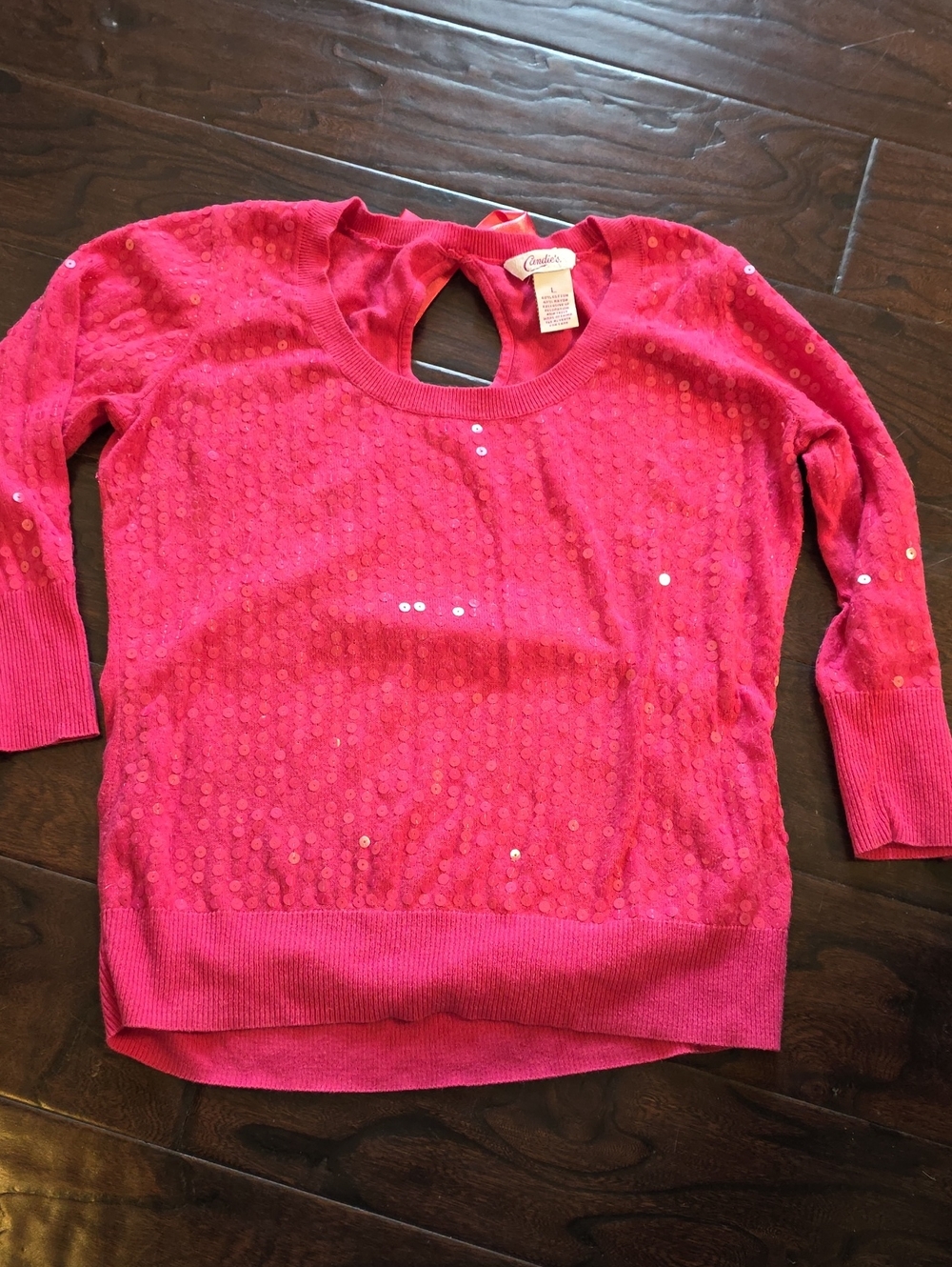 Candie's Hot Pink Sequin Pullover Sweater